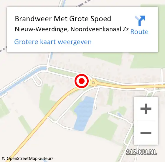 Locatie op kaart van de 112 melding: Brandweer Met Grote Spoed Naar Nieuw-Weerdinge, Noordveenkanaal Zz op 28 april 2020 11:52