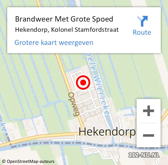 Locatie op kaart van de 112 melding: Brandweer Met Grote Spoed Naar Hekendorp, Kolonel Stamfordstraat op 5 mei 2014 11:17