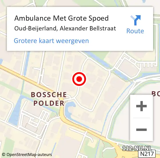 Locatie op kaart van de 112 melding: Ambulance Met Grote Spoed Naar Oud-Beijerland, Alexander Bellstraat op 28 april 2020 12:20