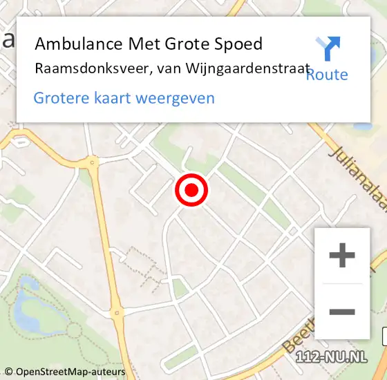 Locatie op kaart van de 112 melding: Ambulance Met Grote Spoed Naar Raamsdonksveer, van Wijngaardenstraat op 28 april 2020 12:23