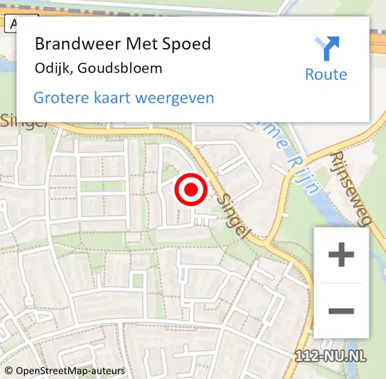 Locatie op kaart van de 112 melding: Brandweer Met Spoed Naar Odijk, Goudsbloem op 28 april 2020 14:17