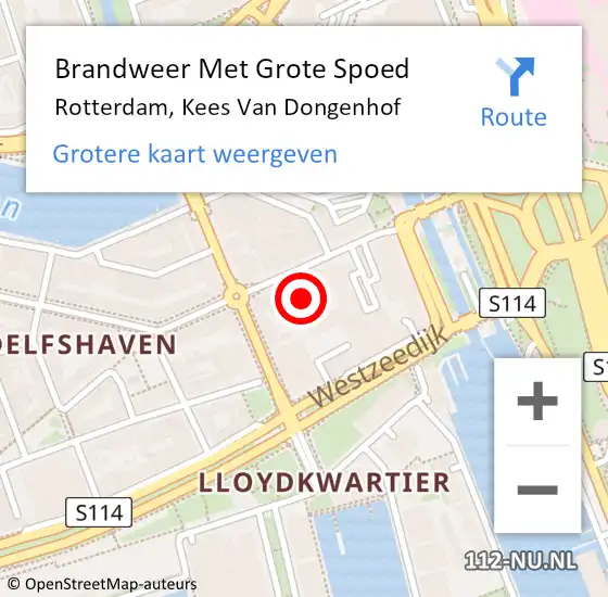Locatie op kaart van de 112 melding: Brandweer Met Grote Spoed Naar Rotterdam, Kees Van Dongenhof op 28 april 2020 14:24