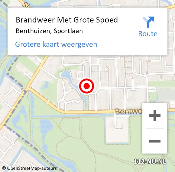 Locatie op kaart van de 112 melding: Brandweer Met Grote Spoed Naar Benthuizen, Sportlaan op 5 mei 2014 11:35