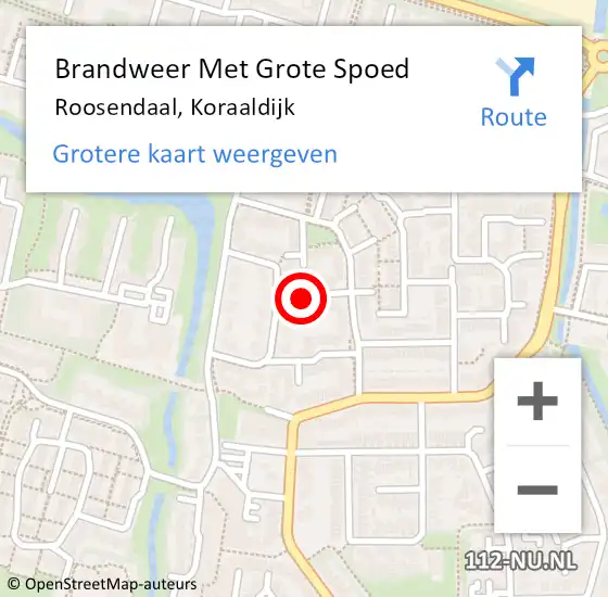 Locatie op kaart van de 112 melding: Brandweer Met Grote Spoed Naar Roosendaal, Koraaldijk op 28 april 2020 15:12