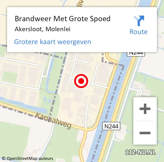 Locatie op kaart van de 112 melding: Brandweer Met Grote Spoed Naar Akersloot, Molenlei op 28 april 2020 16:36