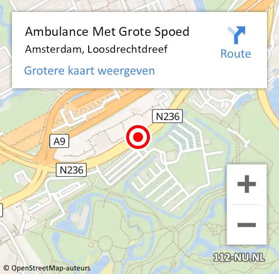 Locatie op kaart van de 112 melding: Ambulance Met Grote Spoed Naar Amsterdam, Loosdrechtdreef op 28 april 2020 18:23