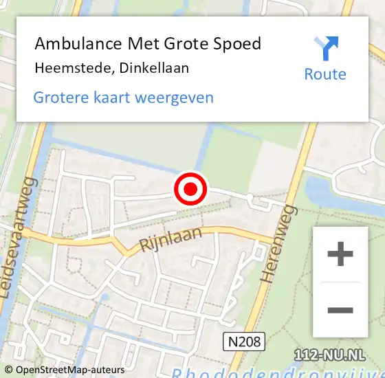Locatie op kaart van de 112 melding: Ambulance Met Grote Spoed Naar Heemstede, Dinkellaan op 28 april 2020 19:26