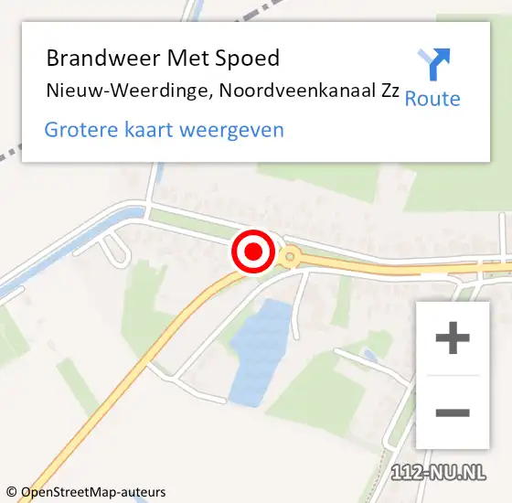 Locatie op kaart van de 112 melding: Brandweer Met Spoed Naar Nieuw-Weerdinge, Noordveenkanaal Zz op 28 april 2020 21:08