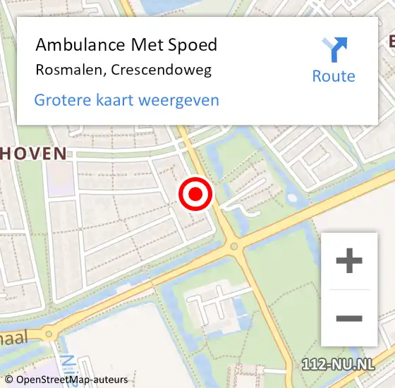 Locatie op kaart van de 112 melding: Ambulance Met Spoed Naar Rosmalen, Crescendoweg op 29 april 2020 02:11