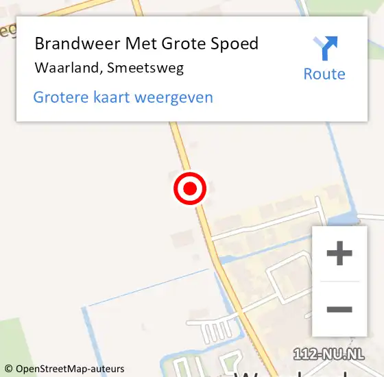 Locatie op kaart van de 112 melding: Brandweer Met Grote Spoed Naar Waarland, Smeetsweg op 29 april 2020 02:18