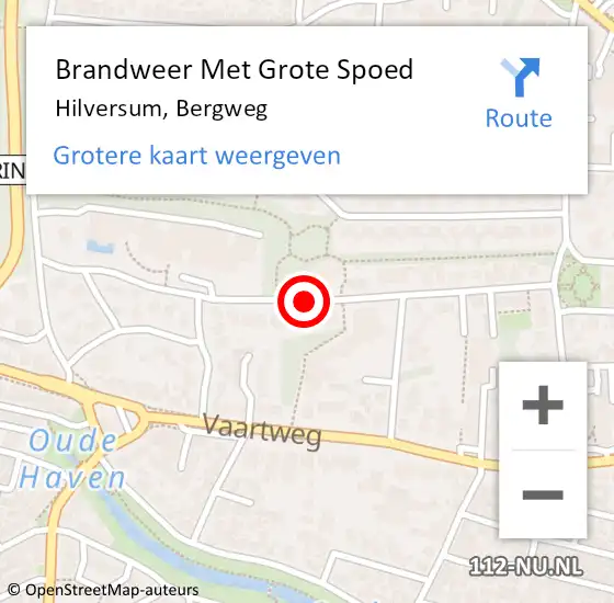 Locatie op kaart van de 112 melding: Brandweer Met Grote Spoed Naar Hilversum, Bergweg op 29 april 2020 06:04