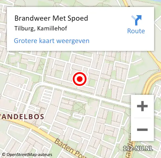 Locatie op kaart van de 112 melding: Brandweer Met Spoed Naar Tilburg, Kamillehof op 29 april 2020 08:39