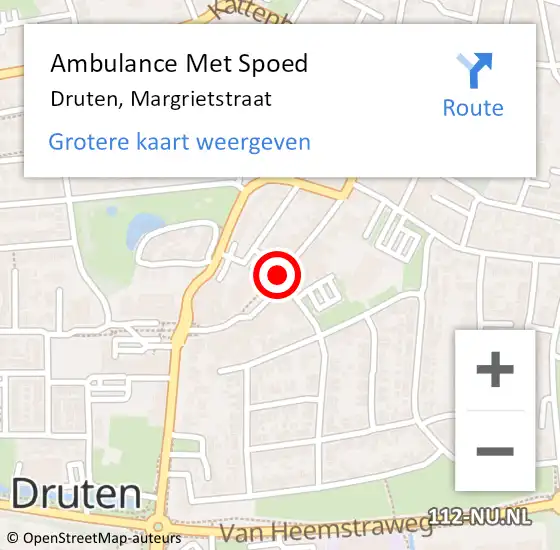 Locatie op kaart van de 112 melding: Ambulance Met Spoed Naar Druten, Margrietstraat op 29 april 2020 08:58