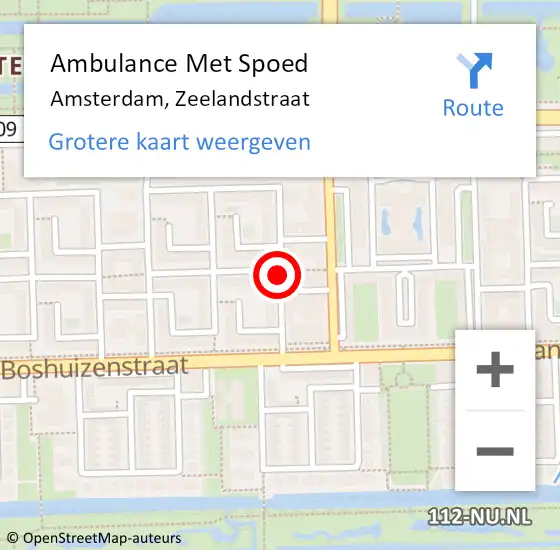 Locatie op kaart van de 112 melding: Ambulance Met Spoed Naar Amsterdam, Zeelandstraat op 29 april 2020 09:03