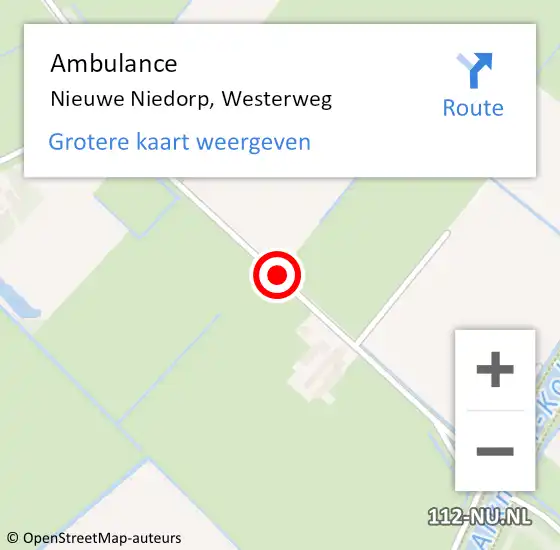 Locatie op kaart van de 112 melding: Ambulance Nieuwe Niedorp, Westerweg op 29 april 2020 10:07