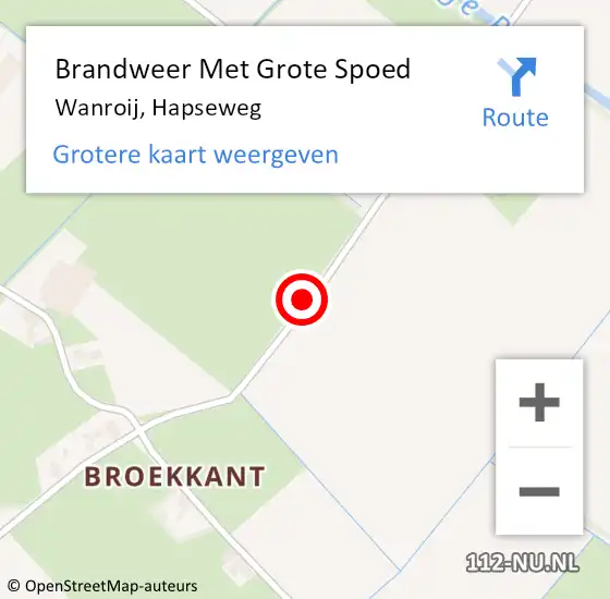 Locatie op kaart van de 112 melding: Brandweer Met Grote Spoed Naar Wanroij, Hapseweg op 29 april 2020 10:58