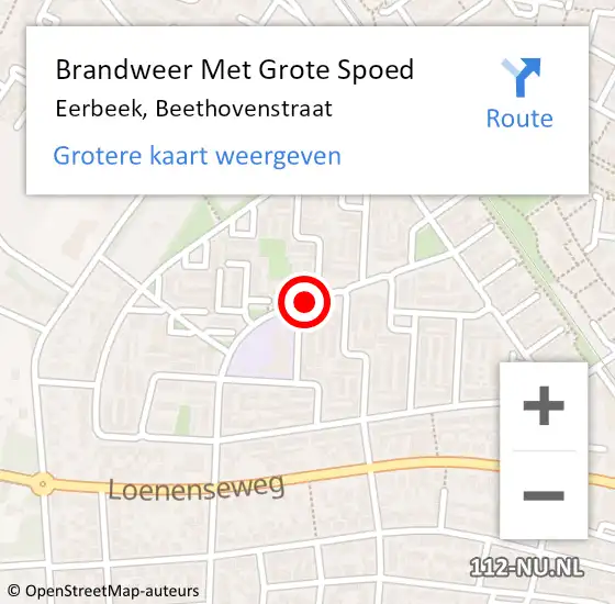 Locatie op kaart van de 112 melding: Brandweer Met Grote Spoed Naar Eerbeek, Beethovenstraat op 29 april 2020 11:47