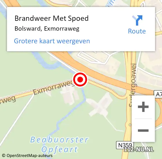 Locatie op kaart van de 112 melding: Brandweer Met Spoed Naar Bolsward, Exmorraweg op 29 april 2020 11:54