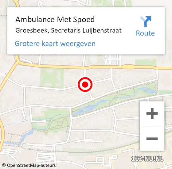 Locatie op kaart van de 112 melding: Ambulance Met Spoed Naar Groesbeek, Secretaris Luijbenstraat op 29 april 2020 13:59