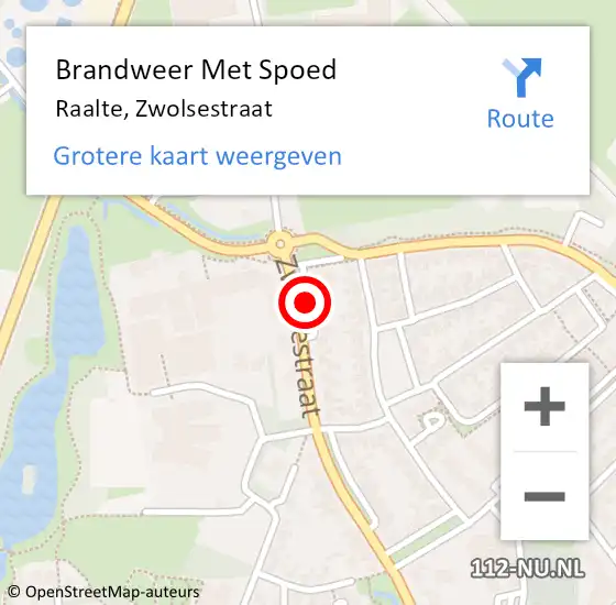 Locatie op kaart van de 112 melding: Brandweer Met Spoed Naar Raalte, Zwolsestraat op 29 april 2020 14:16