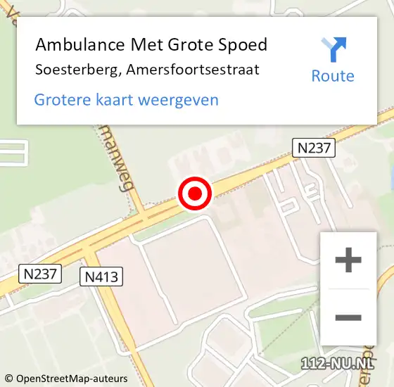Locatie op kaart van de 112 melding: Ambulance Met Grote Spoed Naar Soesterberg, Amersfoortsestraat op 29 april 2020 14:40