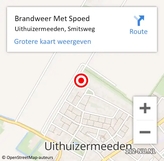 Locatie op kaart van de 112 melding: Brandweer Met Spoed Naar Uithuizermeeden, Smitsweg op 5 mei 2014 13:02