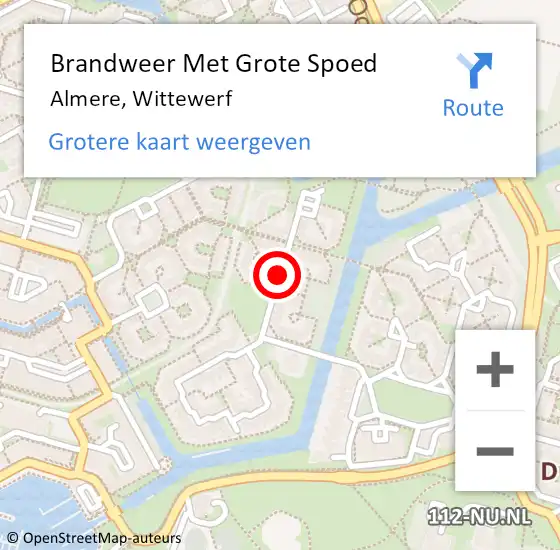 Locatie op kaart van de 112 melding: Brandweer Met Grote Spoed Naar Almere, Wittewerf op 29 april 2020 14:50