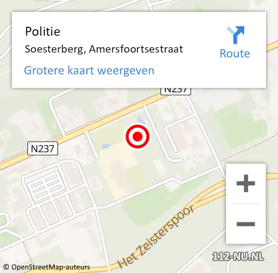 Locatie op kaart van de 112 melding: Politie Soesterberg, Amersfoortsestraat op 29 april 2020 15:12