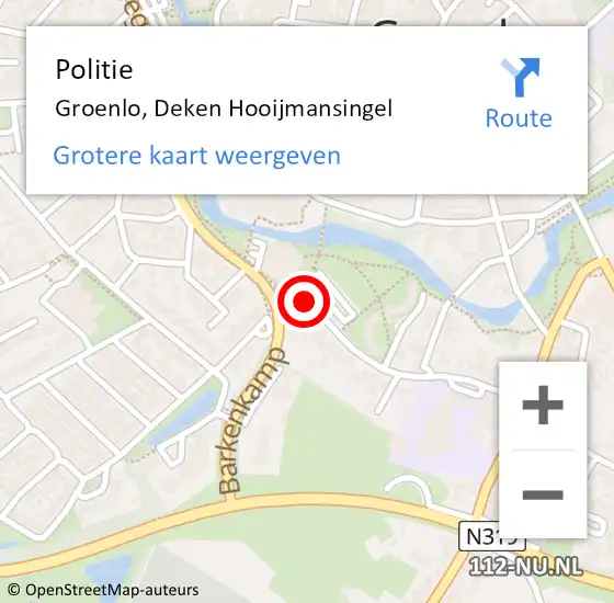 Locatie op kaart van de 112 melding: Politie Groenlo, Deken Hooijmansingel op 29 april 2020 15:15