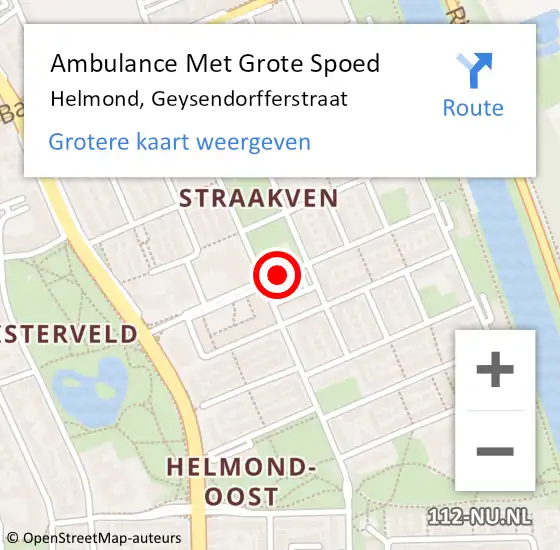 Locatie op kaart van de 112 melding: Ambulance Met Grote Spoed Naar Helmond, Geysendorfferstraat op 29 april 2020 15:31