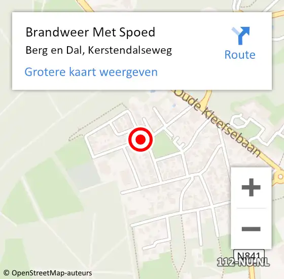Locatie op kaart van de 112 melding: Brandweer Met Spoed Naar Berg en Dal, Kerstendalseweg op 29 april 2020 16:45