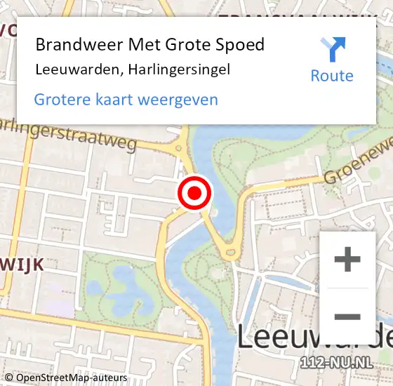 Locatie op kaart van de 112 melding: Brandweer Met Grote Spoed Naar Leeuwarden, Harlingersingel op 29 april 2020 19:34