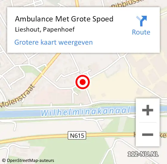 Locatie op kaart van de 112 melding: Ambulance Met Grote Spoed Naar Lieshout, Papenhoef op 29 april 2020 20:00