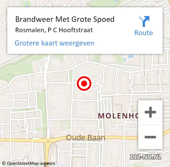 Locatie op kaart van de 112 melding: Brandweer Met Grote Spoed Naar Rosmalen, P C Hooftstraat op 29 april 2020 21:22