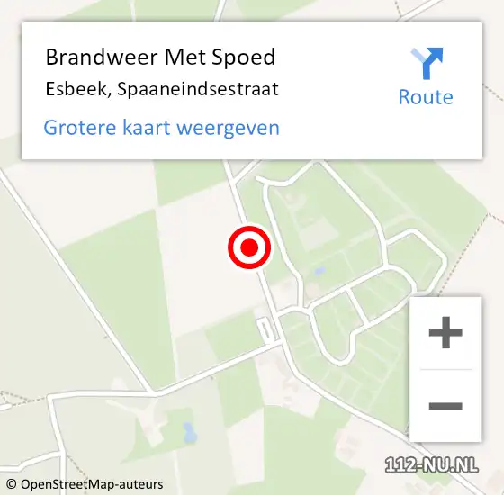 Locatie op kaart van de 112 melding: Brandweer Met Spoed Naar Esbeek, Spaaneindsestraat op 29 april 2020 22:01