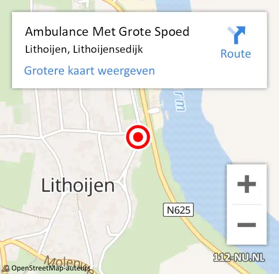 Locatie op kaart van de 112 melding: Ambulance Met Grote Spoed Naar Lithoijen, Lithoijensedijk op 29 april 2020 23:10