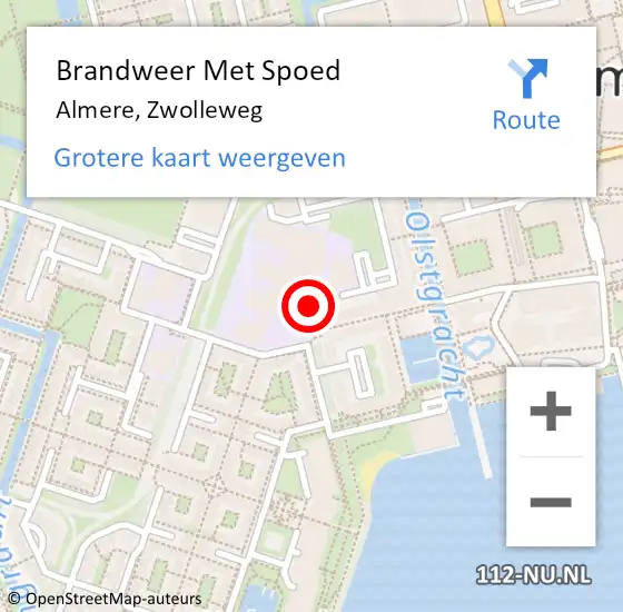 Locatie op kaart van de 112 melding: Brandweer Met Spoed Naar Almere, Zwolleweg op 29 april 2020 23:50