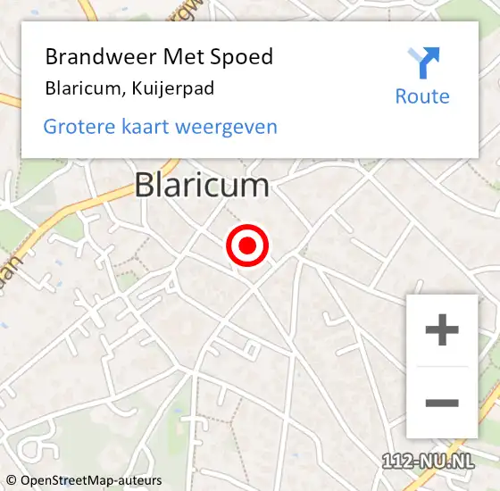 Locatie op kaart van de 112 melding: Brandweer Met Spoed Naar Blaricum, Kuijerpad op 30 april 2020 00:11