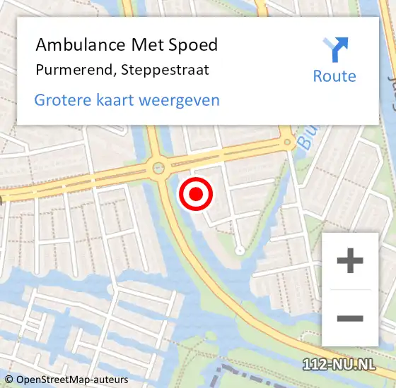 Locatie op kaart van de 112 melding: Ambulance Met Spoed Naar Purmerend, Steppestraat op 30 april 2020 03:28