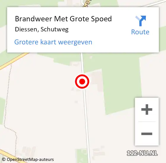 Locatie op kaart van de 112 melding: Brandweer Met Grote Spoed Naar Diessen, Schutweg op 30 april 2020 04:49