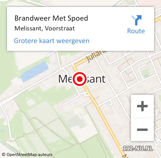 Locatie op kaart van de 112 melding: Brandweer Met Spoed Naar Melissant, Voorstraat op 30 april 2020 06:00