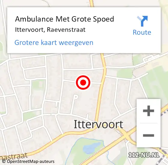 Locatie op kaart van de 112 melding: Ambulance Met Grote Spoed Naar Ittervoort, Raevenstraat op 30 april 2020 08:06