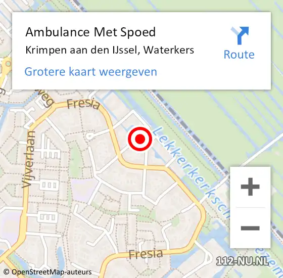 Locatie op kaart van de 112 melding: Ambulance Met Spoed Naar Krimpen aan den IJssel, Waterkers op 30 april 2020 09:03