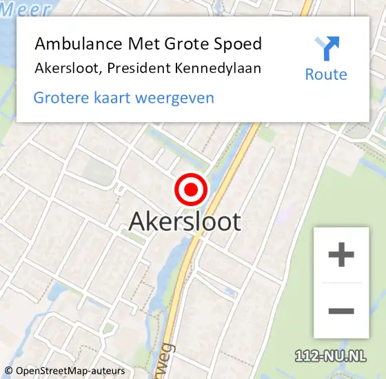 Locatie op kaart van de 112 melding: Ambulance Met Grote Spoed Naar Akersloot, President Kennedylaan op 30 april 2020 11:06