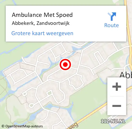 Locatie op kaart van de 112 melding: Ambulance Met Spoed Naar Abbekerk, Zandvoortwijk op 30 september 2013 23:37