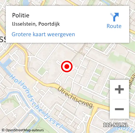 Locatie op kaart van de 112 melding: Politie IJsselstein, Poortdijk op 30 april 2020 12:59