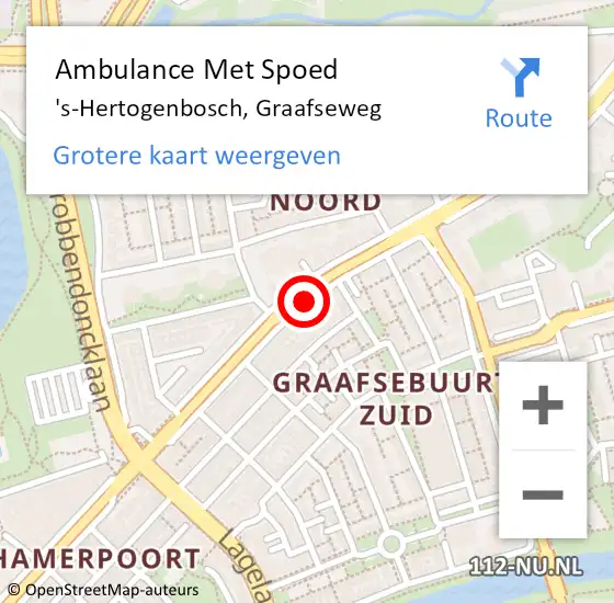 Locatie op kaart van de 112 melding: Ambulance Met Spoed Naar 's-Hertogenbosch, Graafseweg op 30 april 2020 13:28