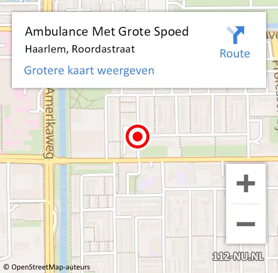 Locatie op kaart van de 112 melding: Ambulance Met Grote Spoed Naar Haarlem, Roordastraat op 30 april 2020 13:41