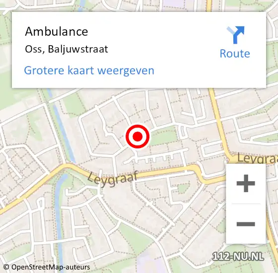 Locatie op kaart van de 112 melding: Ambulance Oss, Baljuwstraat op 30 april 2020 13:47