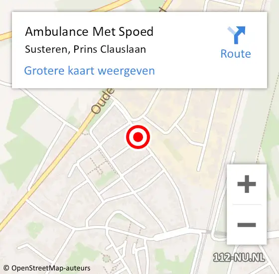 Locatie op kaart van de 112 melding: Ambulance Met Spoed Naar Susteren, Prins Clauslaan op 30 april 2020 13:50